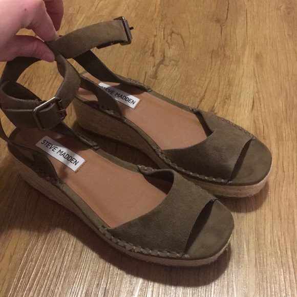 Steve Madden Shoes - Steve Madden Green Wedge Sandals